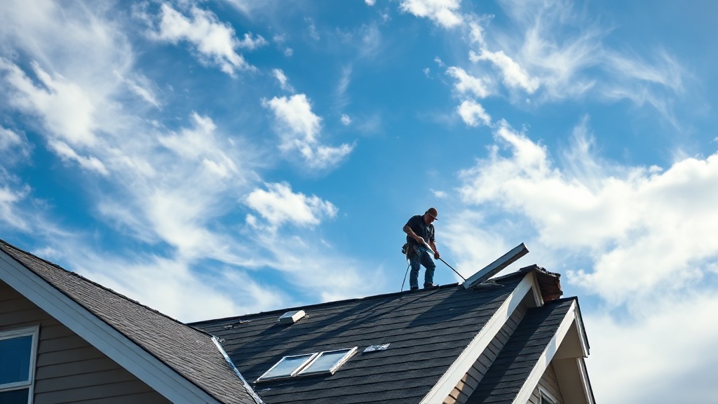 Roofing contractors repairing a hail-damaged roof