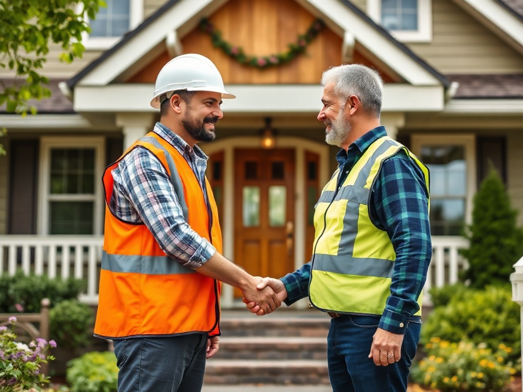 Contractor and client handshake